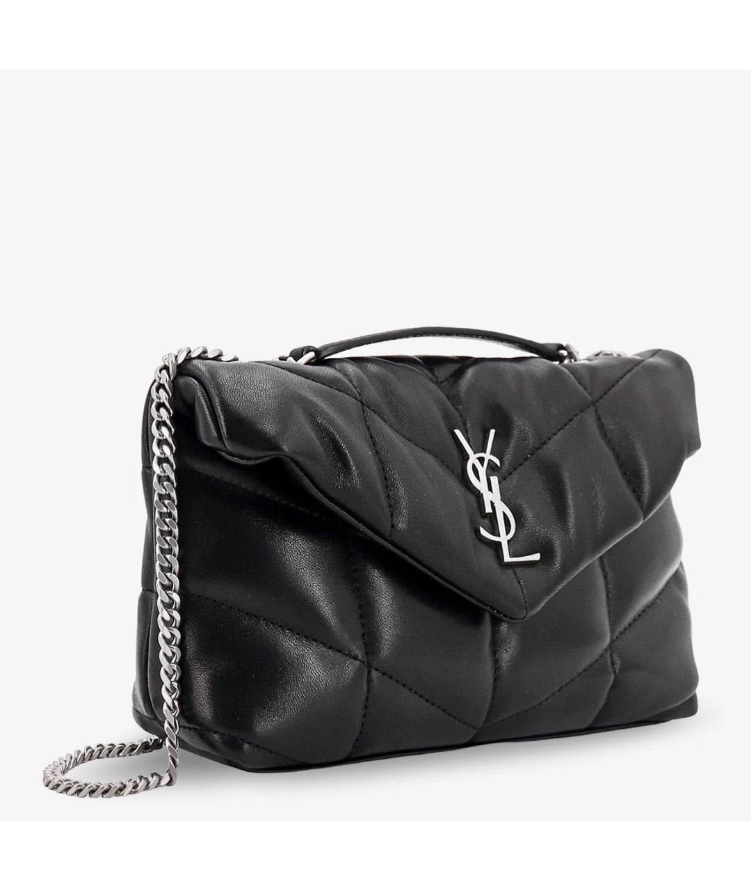 SAINT LAURENT Черная кожаная сумка через плечо, фото 2