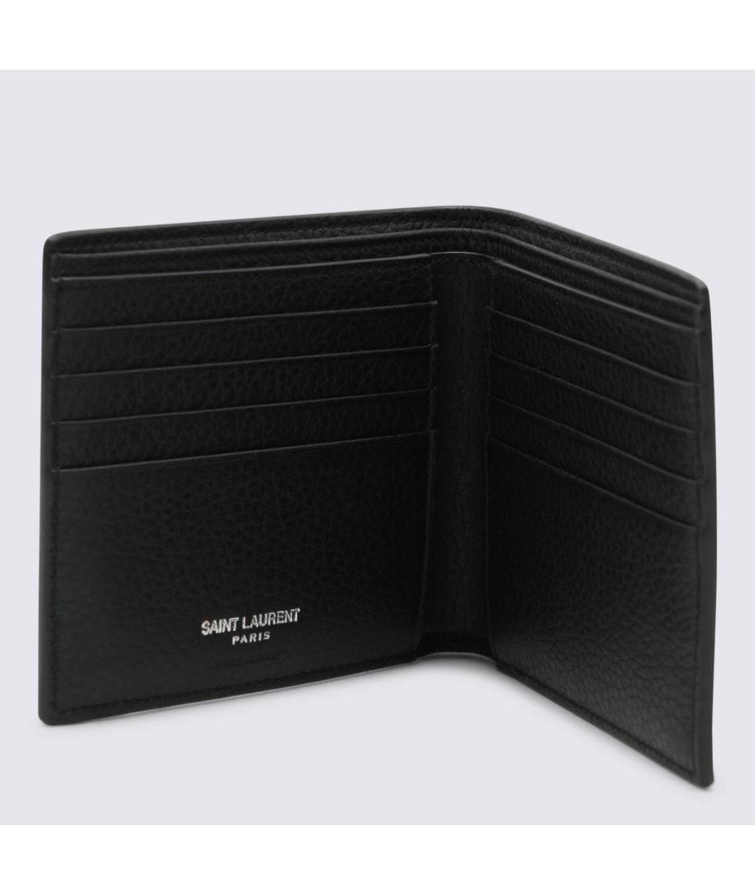 SAINT LAURENT Черный кожаный кошелек, фото 2