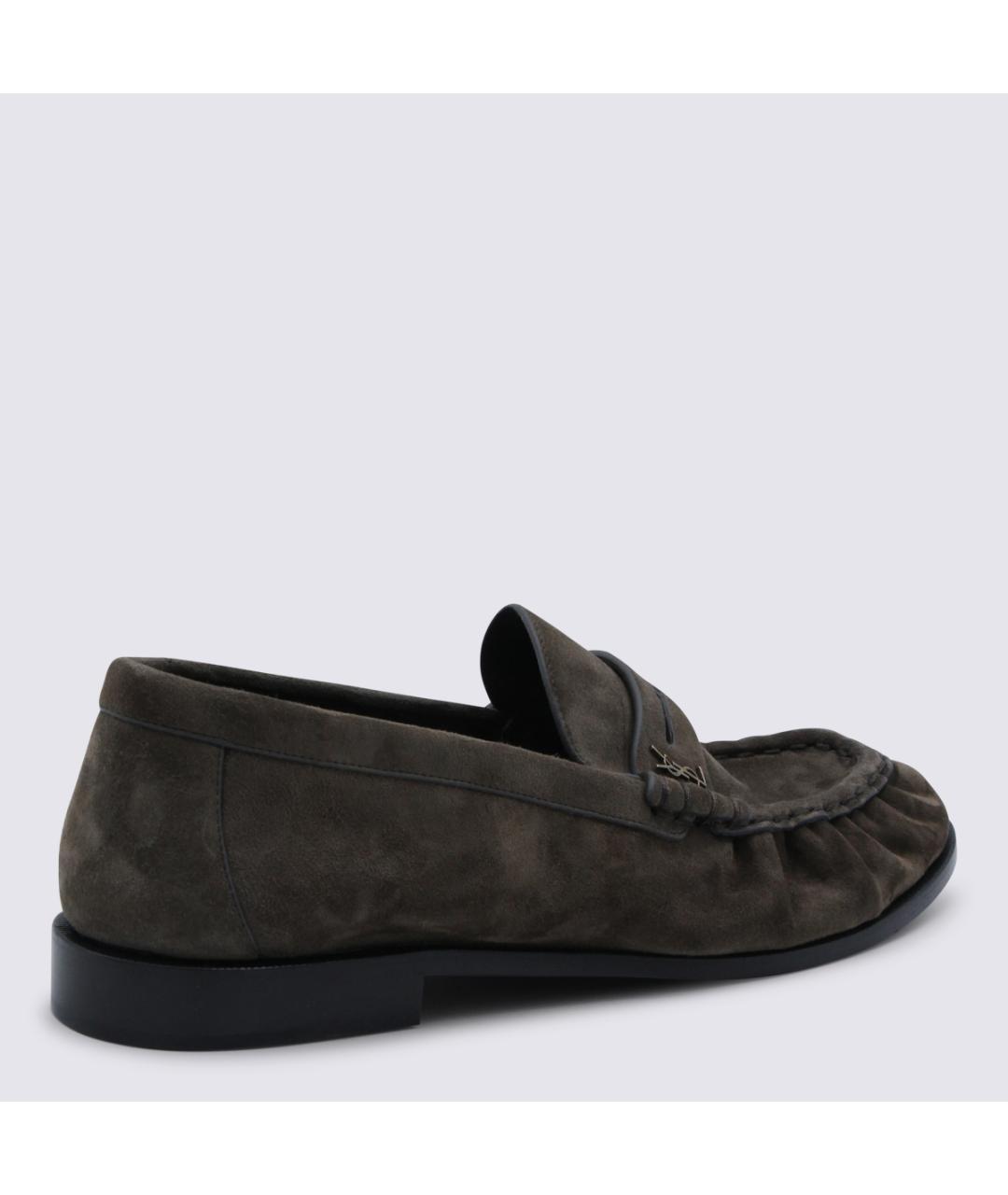 SAINT LAURENT Коричневые замшевые лоферы, фото 3