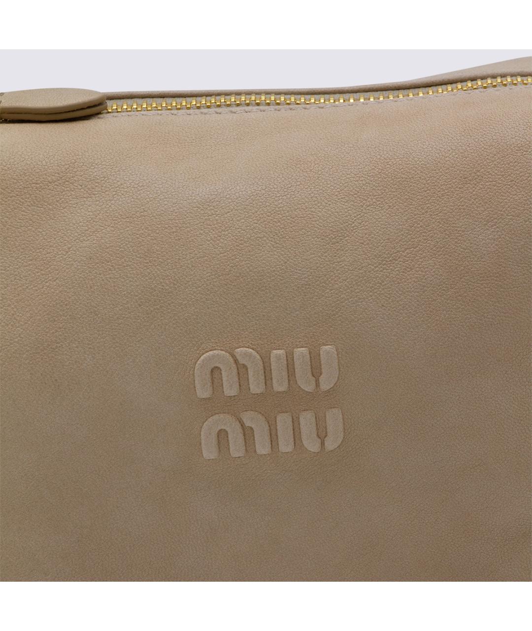 MIU MIU Бежевая кожаная сумка через плечо, фото 4