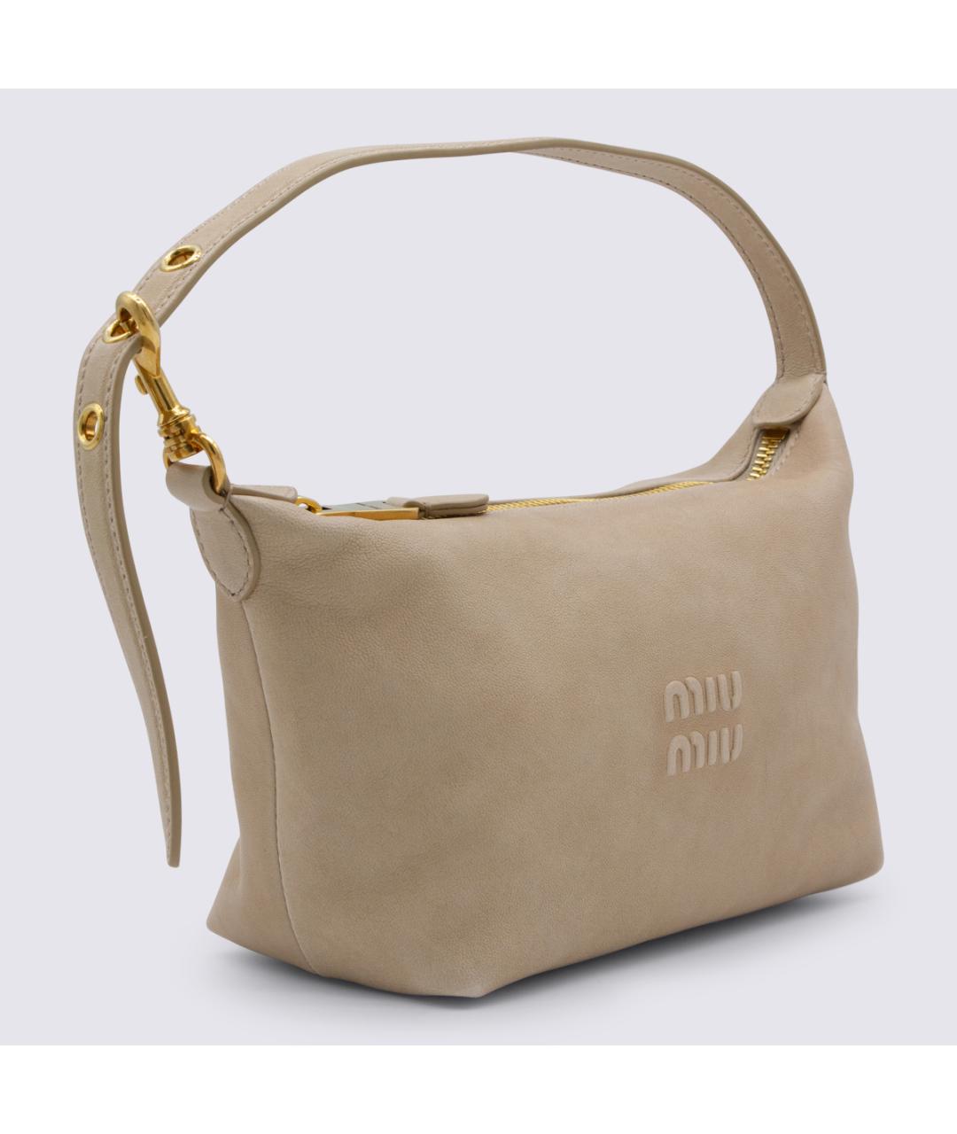 MIU MIU Бежевая кожаная сумка через плечо, фото 2