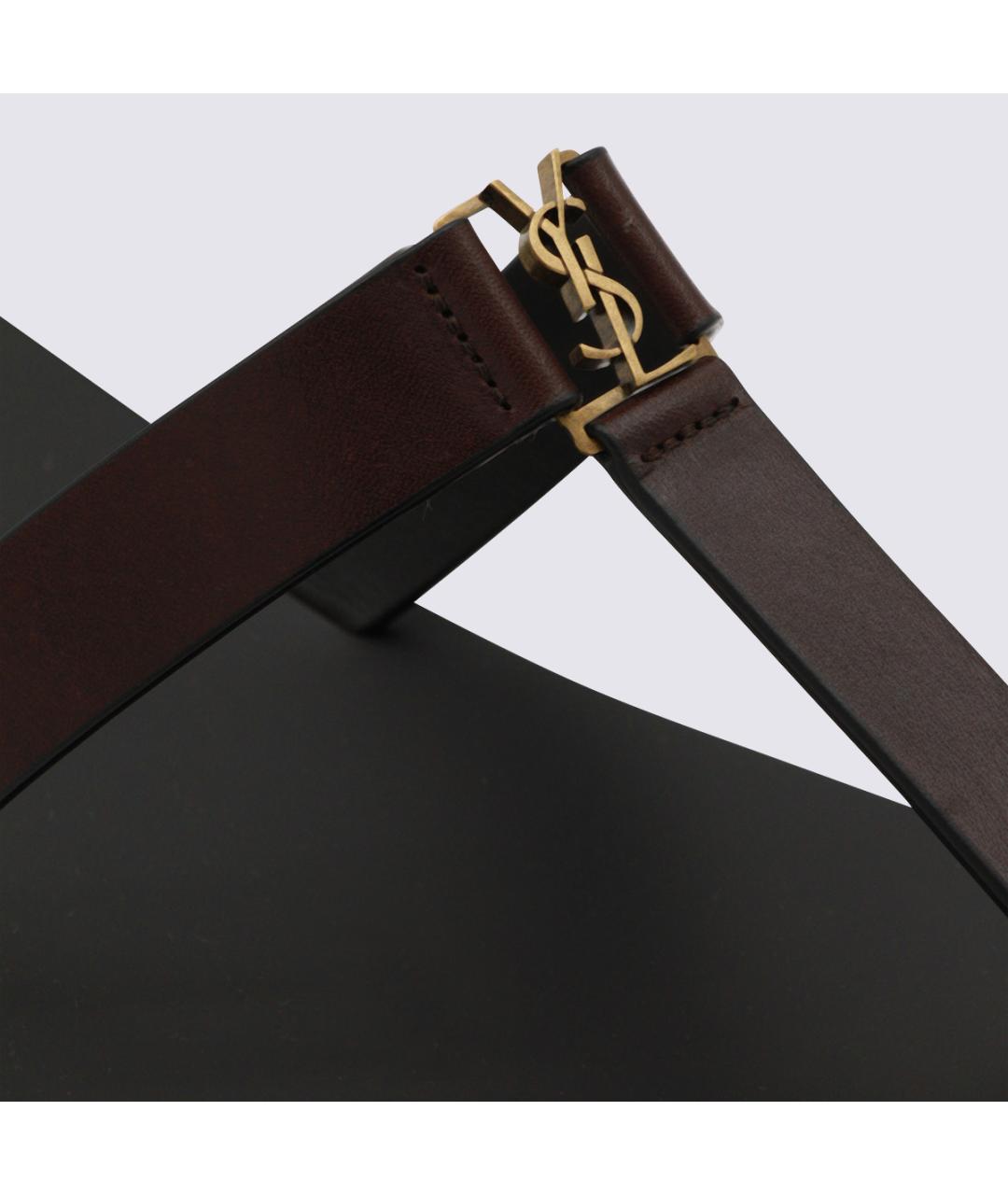 SAINT LAURENT Коричневые кожаные сандалии, фото 4