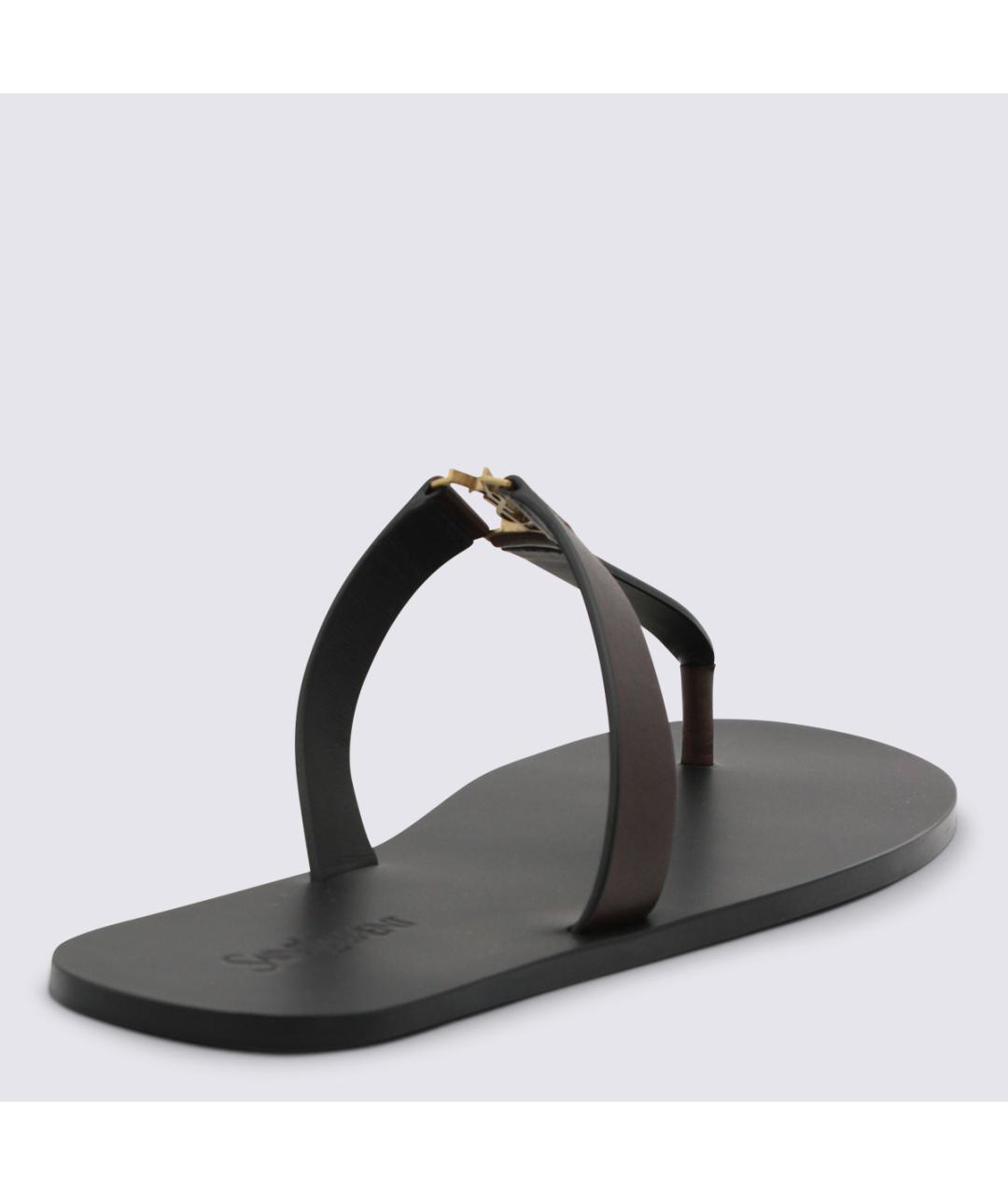 SAINT LAURENT Коричневые кожаные сандалии, фото 3