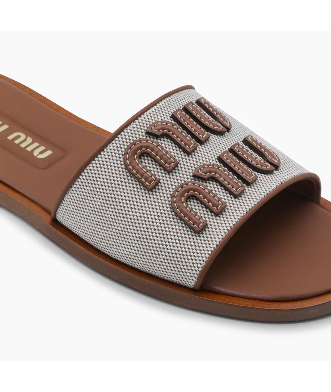 MIU MIU Коричневые кожаные сандалии, фото 4