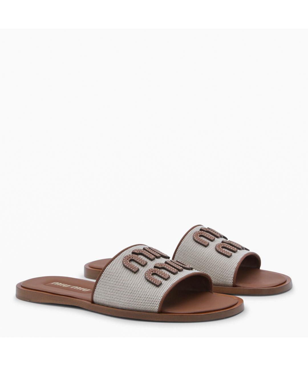 MIU MIU Коричневые кожаные сандалии, фото 2