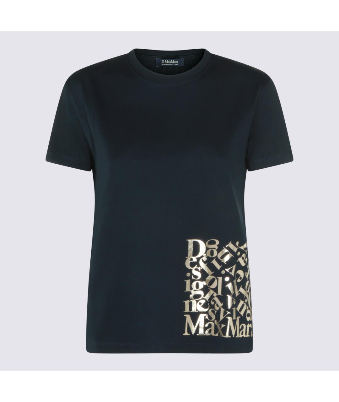 'S MAX MARA Темно-синяя хлопковая футболка, фото 5