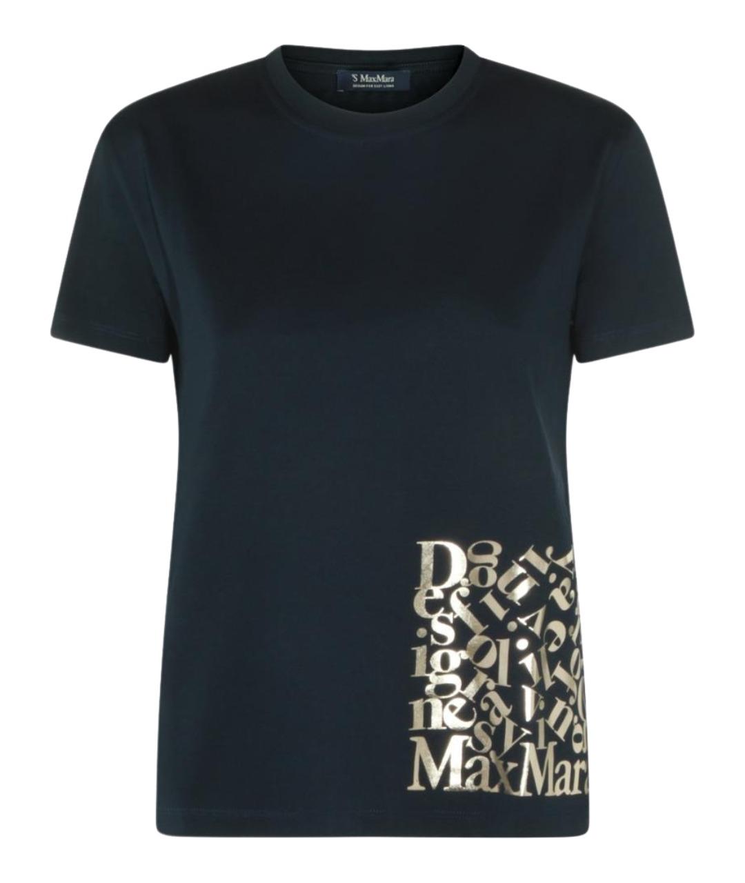 'S MAX MARA Темно-синяя хлопковая футболка, фото 1