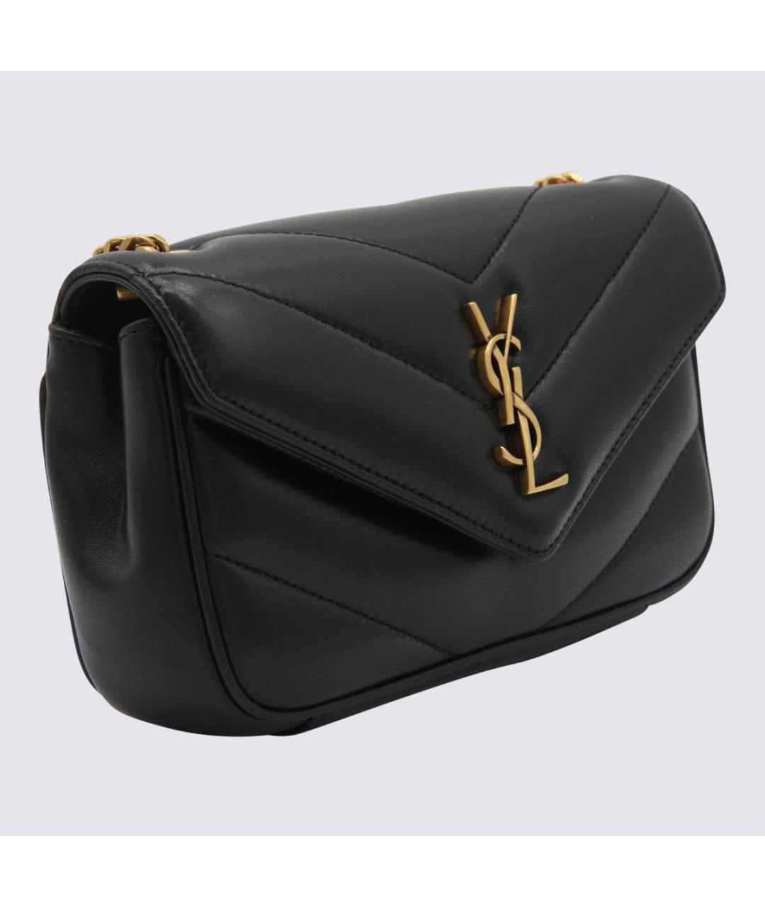 SAINT LAURENT Черная кожаная сумка через плечо, фото 2
