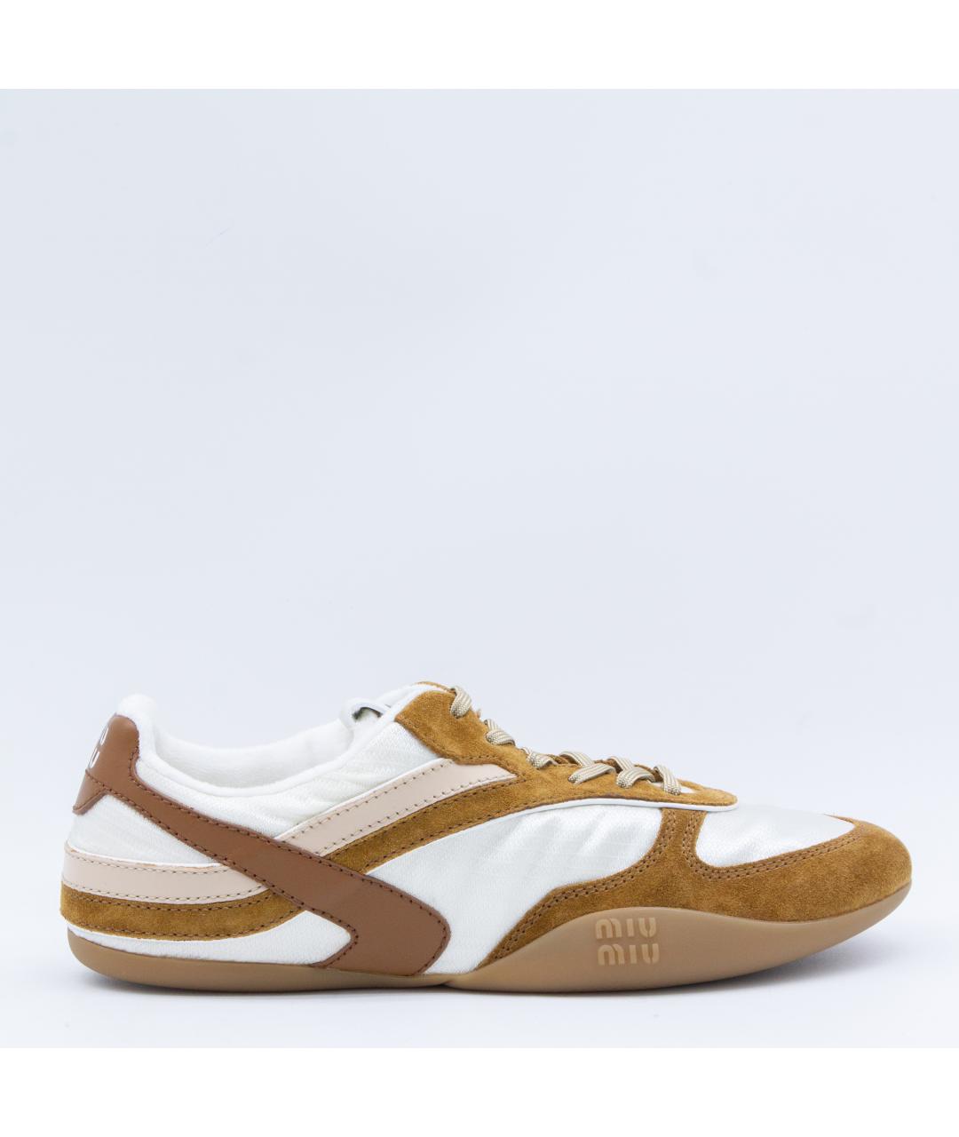 MIU MIU Коричневые текстильные кроссовки, фото 5