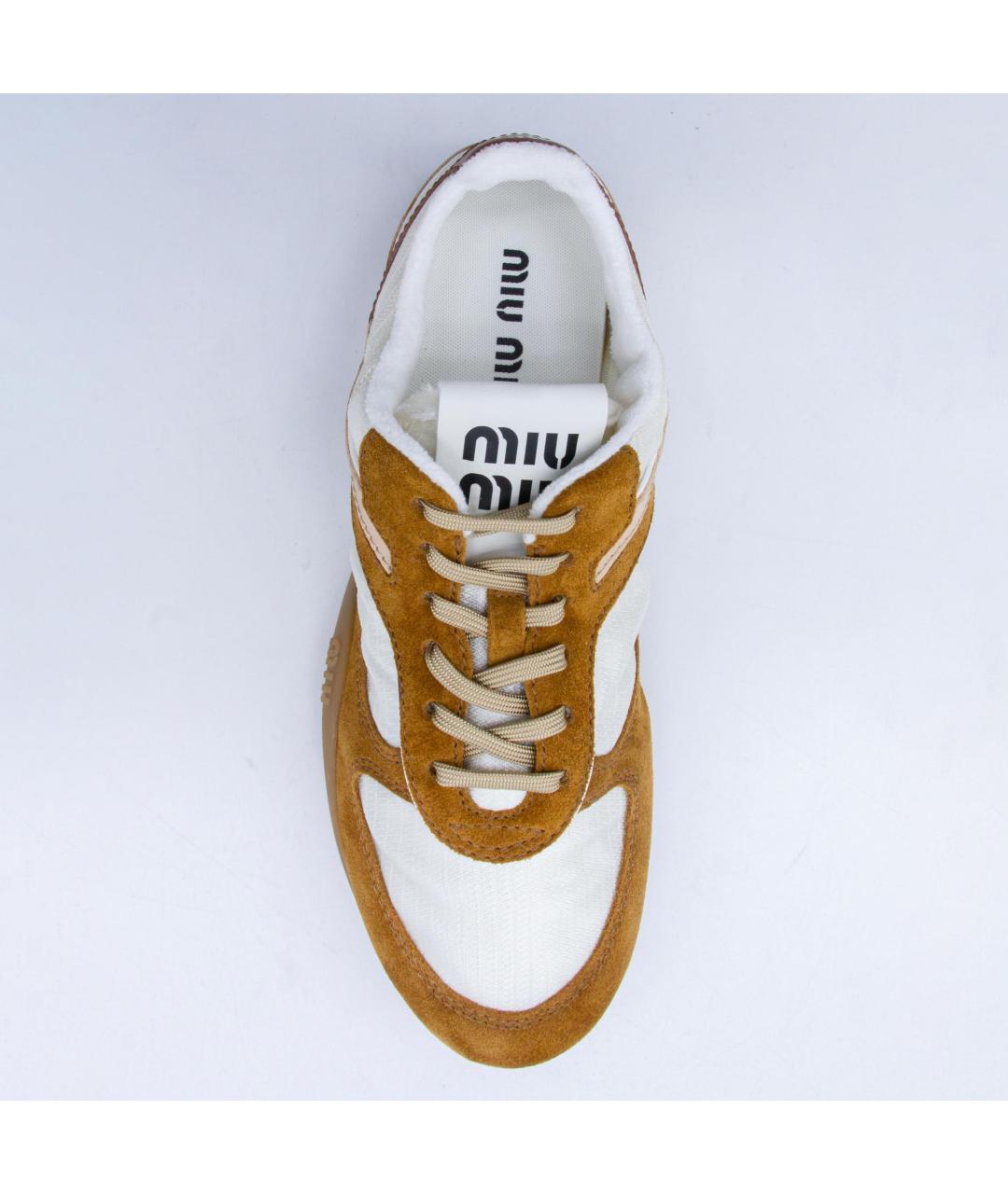 MIU MIU Коричневые текстильные кроссовки, фото 4