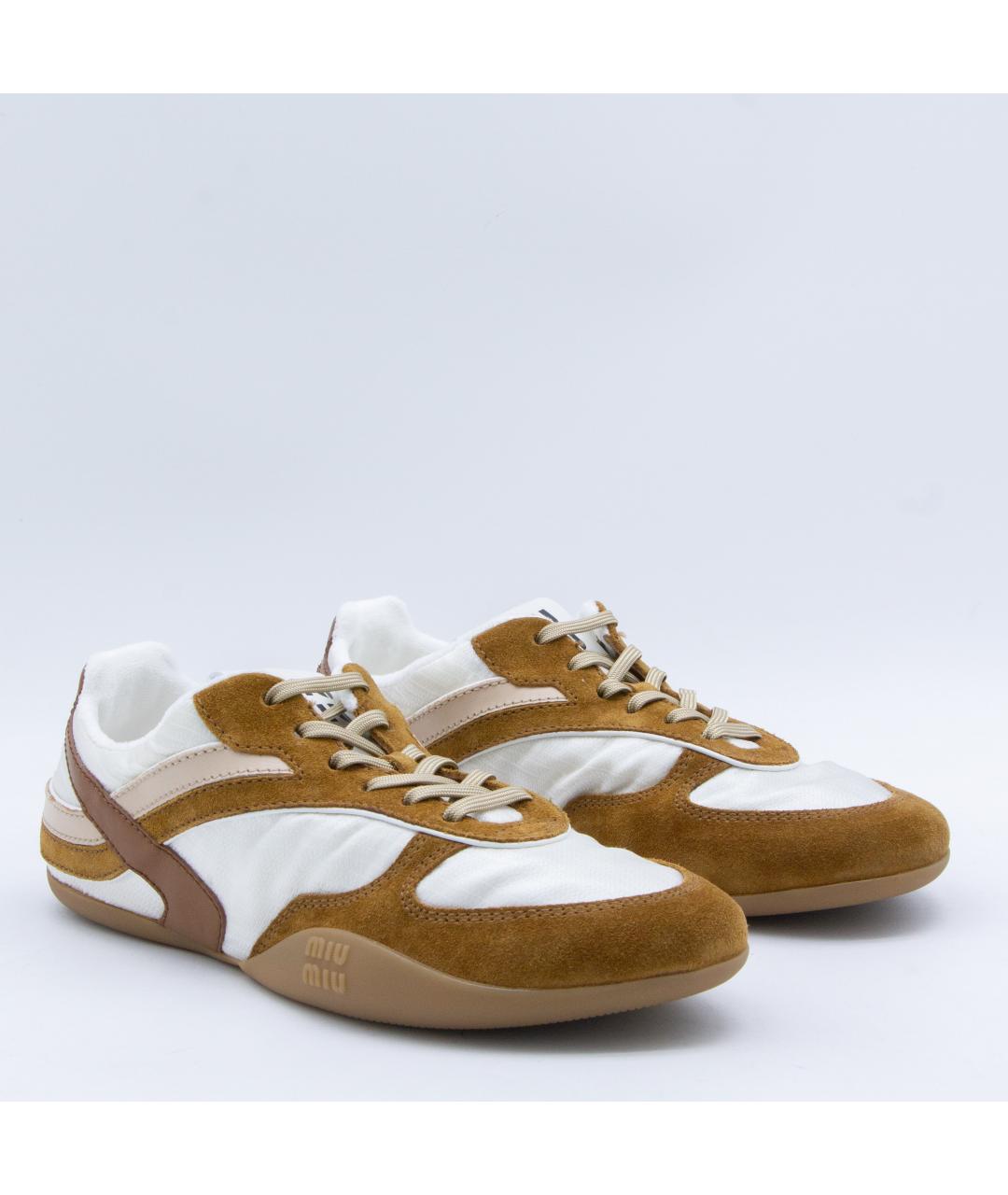 MIU MIU Коричневые текстильные кроссовки, фото 2