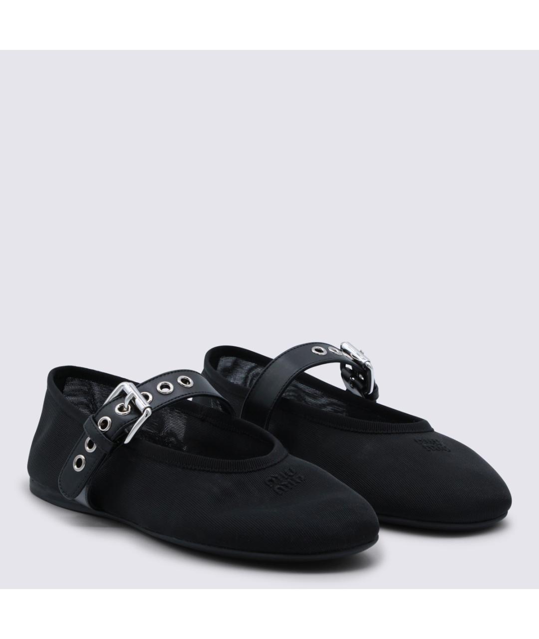 MIU MIU Черные кожаные балетки, фото 2