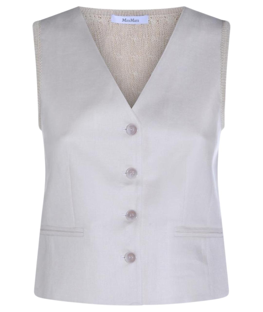 MAX MARA Бежевый льняной жилет, фото 1