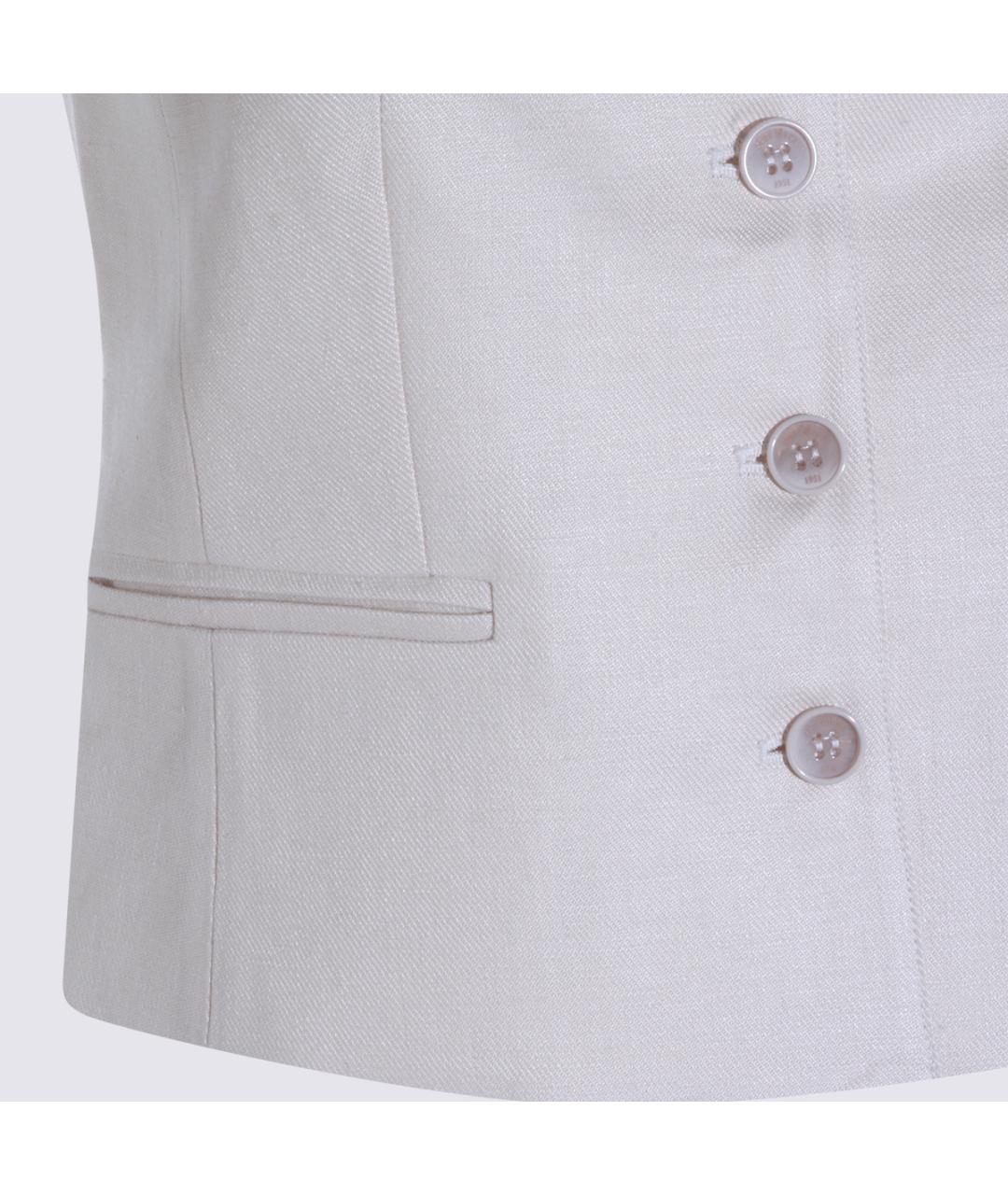 MAX MARA Бежевый льняной жилет, фото 3