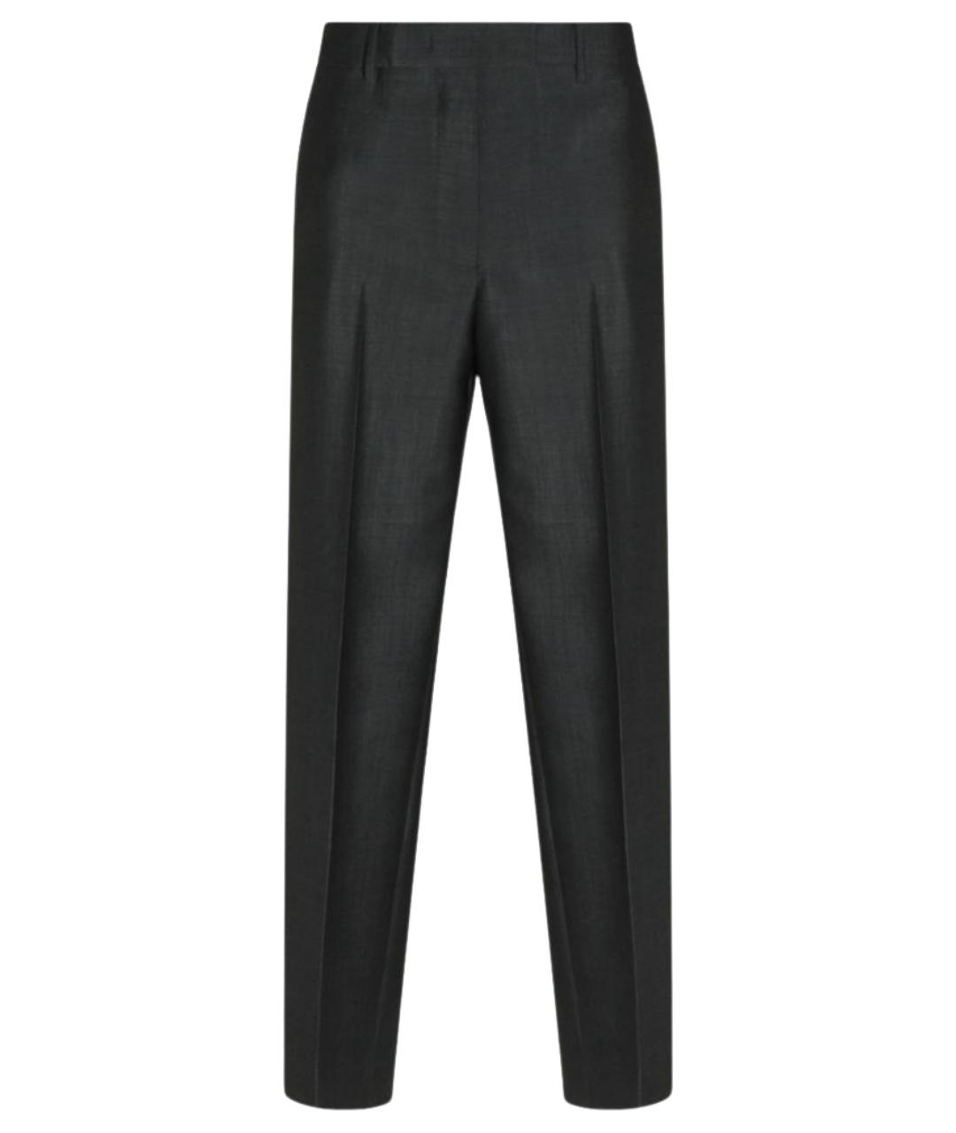 MIU MIU Антрацитовые шерстяные прямые брюки, фото 1