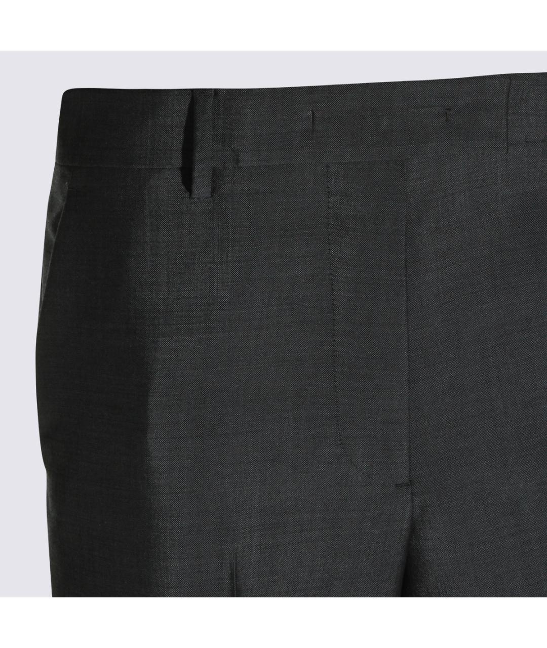 MIU MIU Антрацитовые шерстяные прямые брюки, фото 3