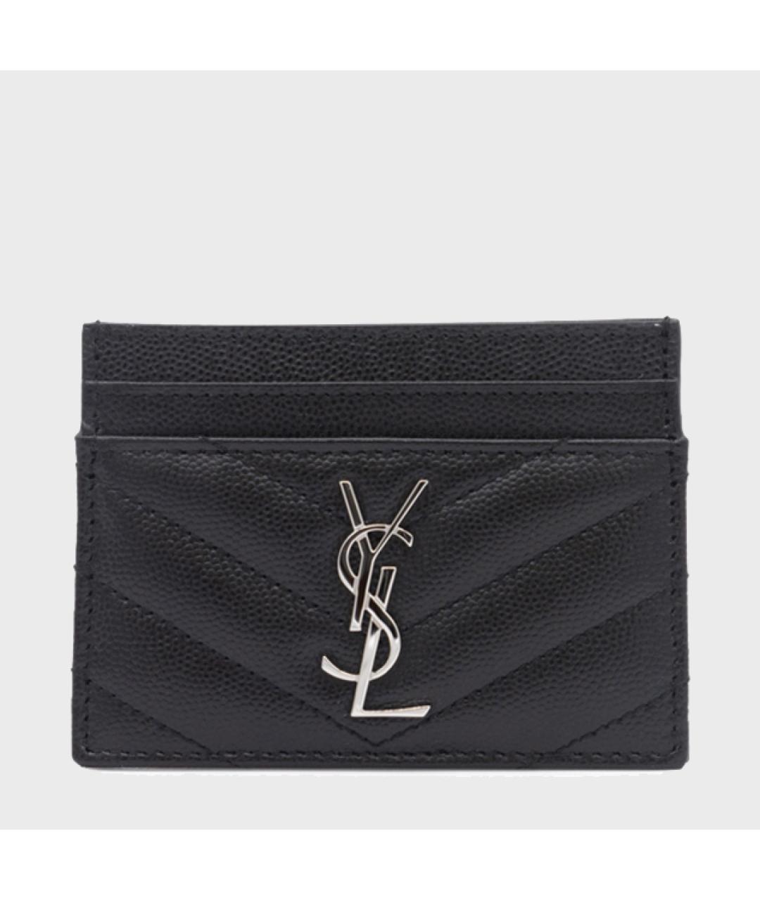 SAINT LAURENT Черный кожаный кардхолдер, фото 3