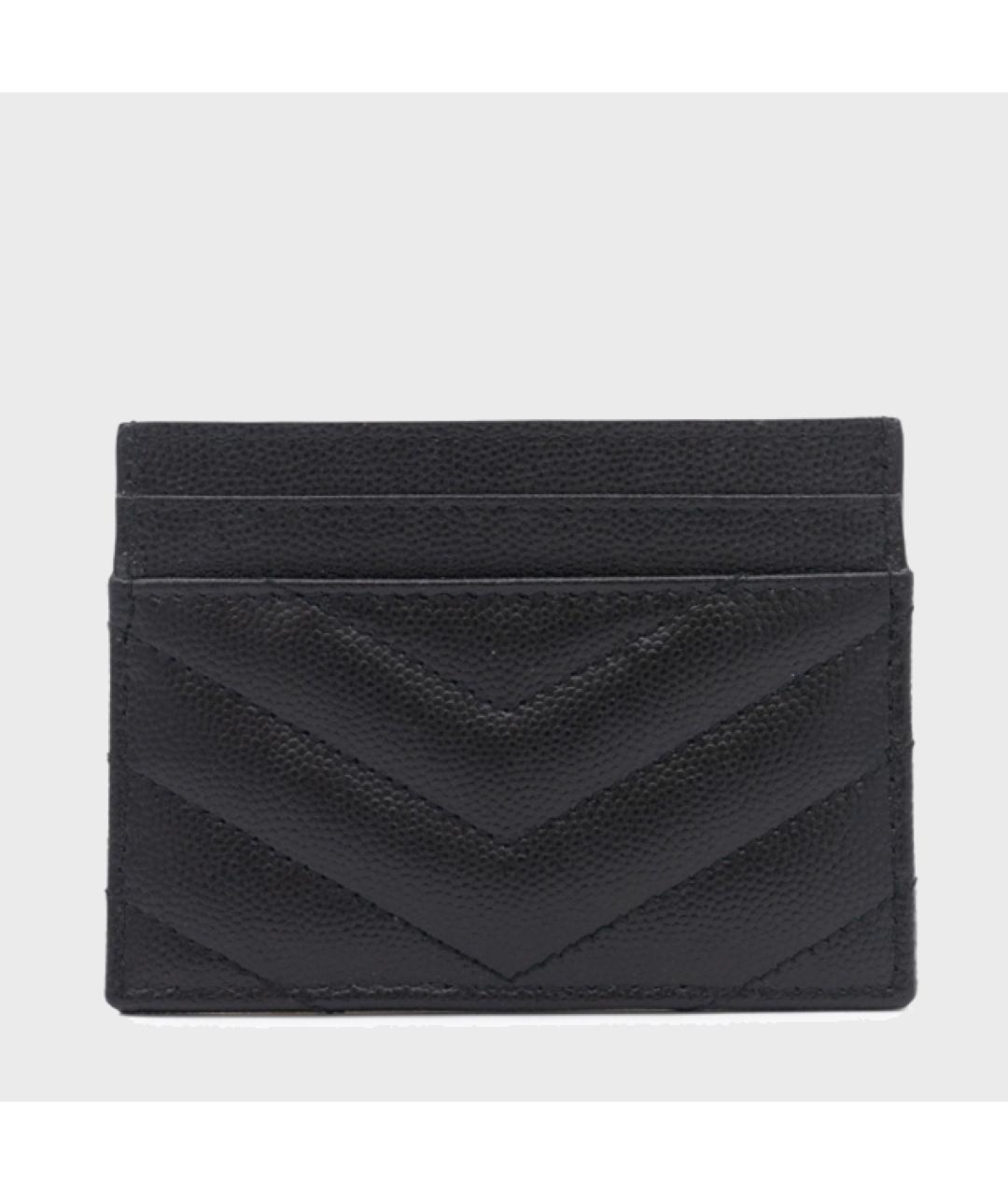 SAINT LAURENT Черный кожаный кардхолдер, фото 2