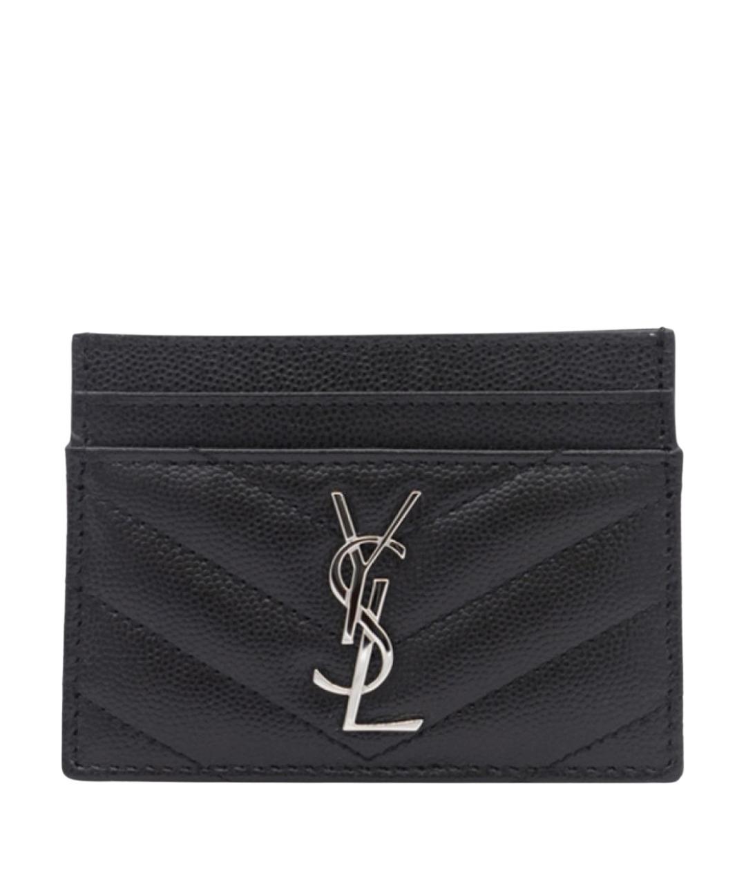 SAINT LAURENT Черный кожаный кардхолдер, фото 1