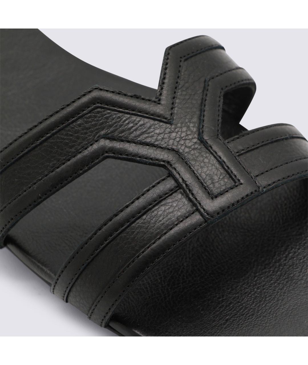 SAINT LAURENT Черные кожаные сандалии, фото 4