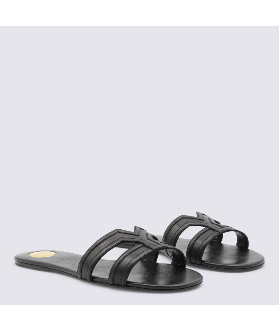 SAINT LAURENT Черные кожаные сандалии, фото 2
