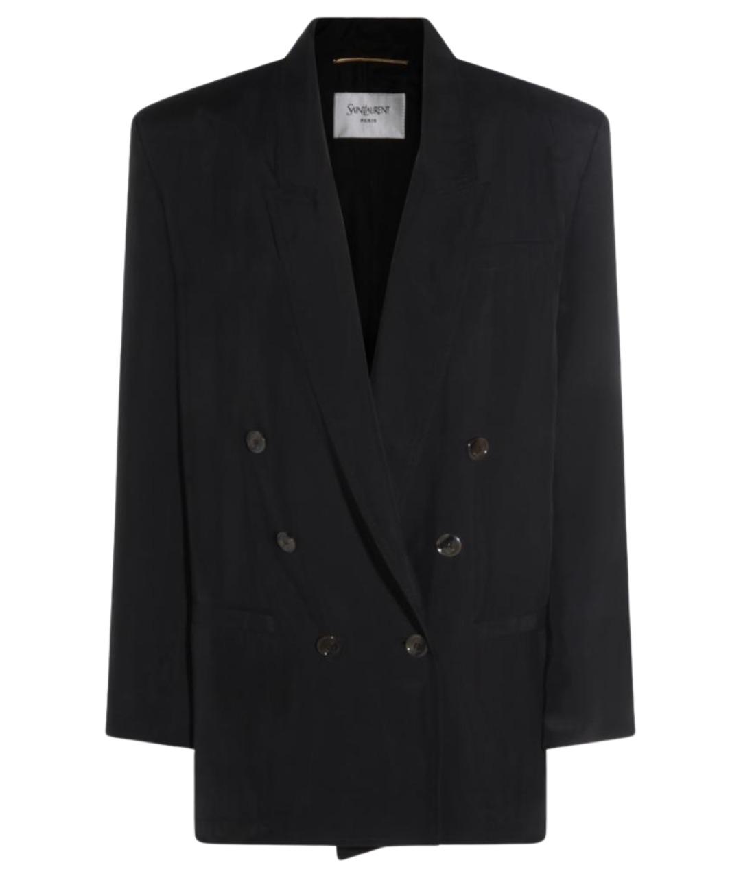 SAINT LAURENT Черный шелковый жакет/пиджак, фото 1