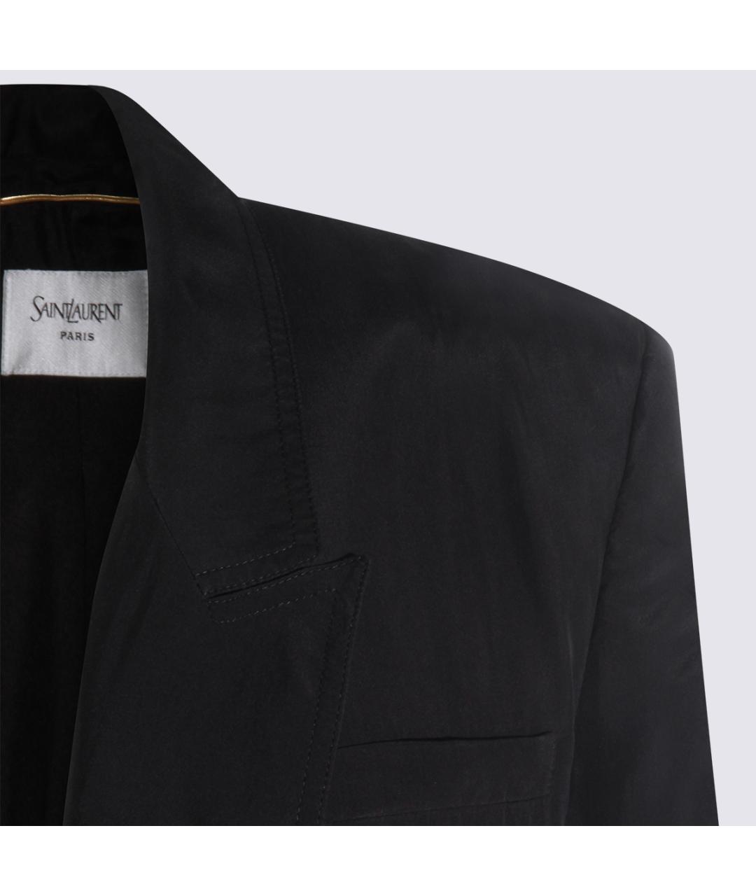 SAINT LAURENT Черный шелковый жакет/пиджак, фото 4