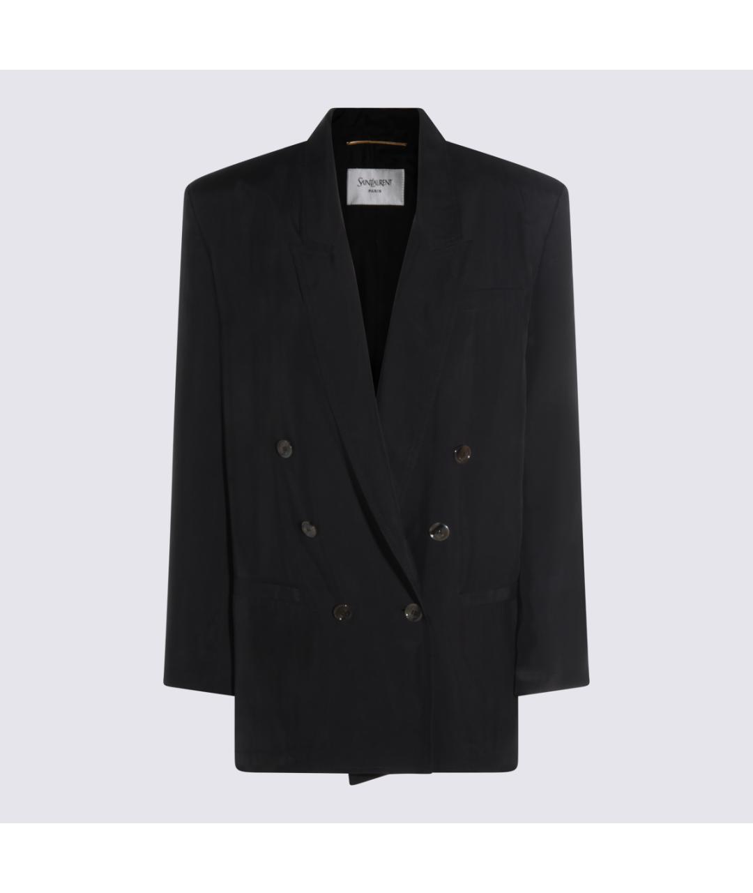 SAINT LAURENT Черный шелковый жакет/пиджак, фото 5
