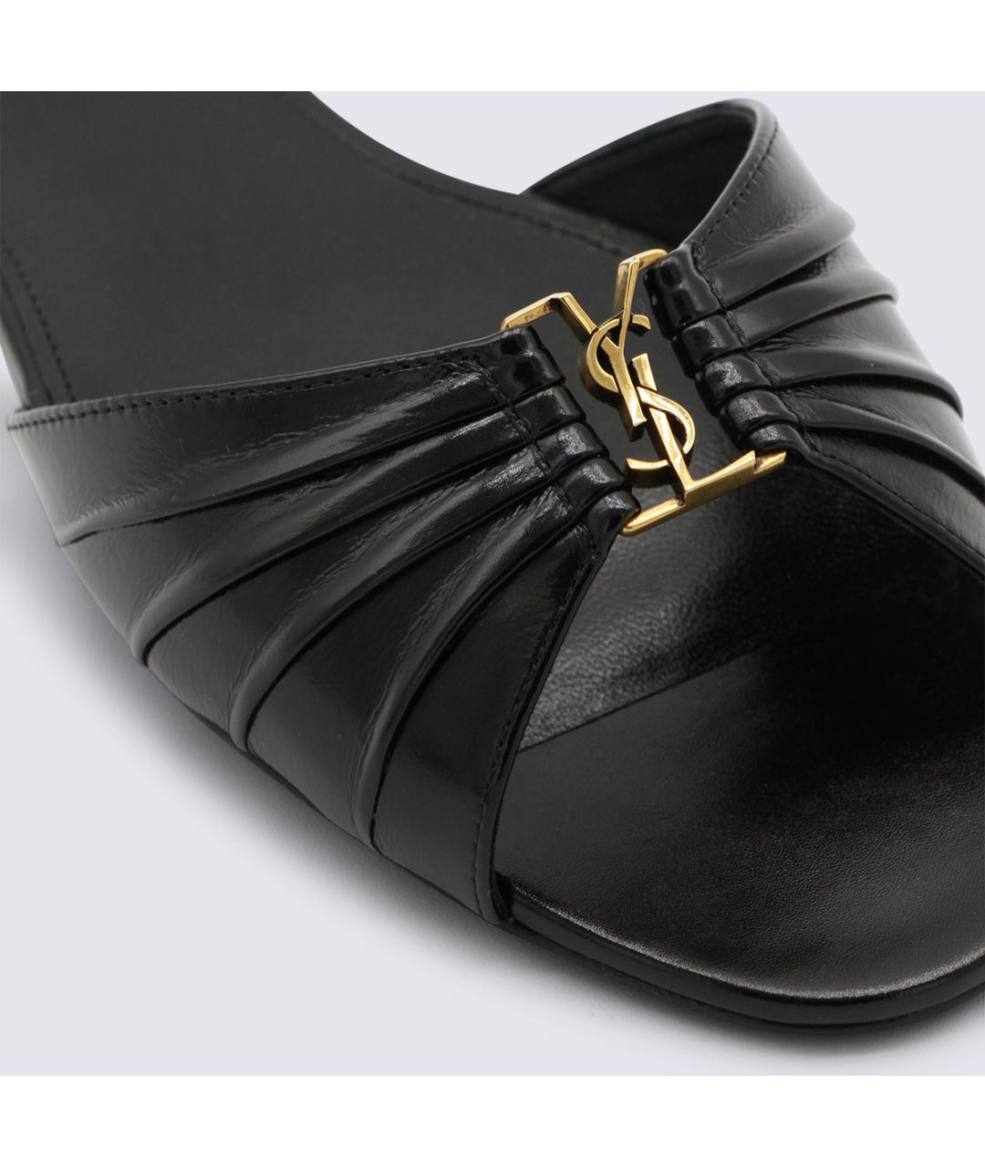 SAINT LAURENT Черные кожаные шлепанцы, фото 4