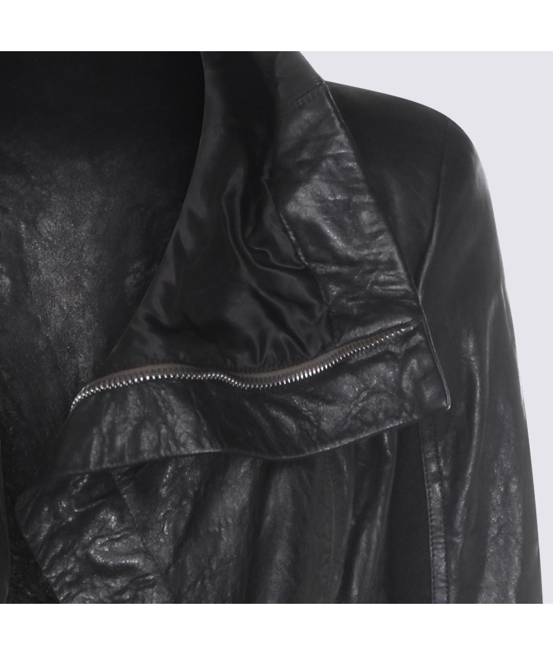 RICK OWENS Черная кожаная куртка, фото 4