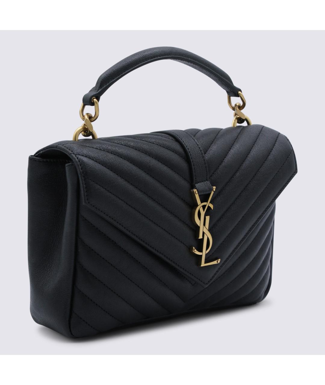 SAINT LAURENT Черная кожаная сумка тоут, фото 4