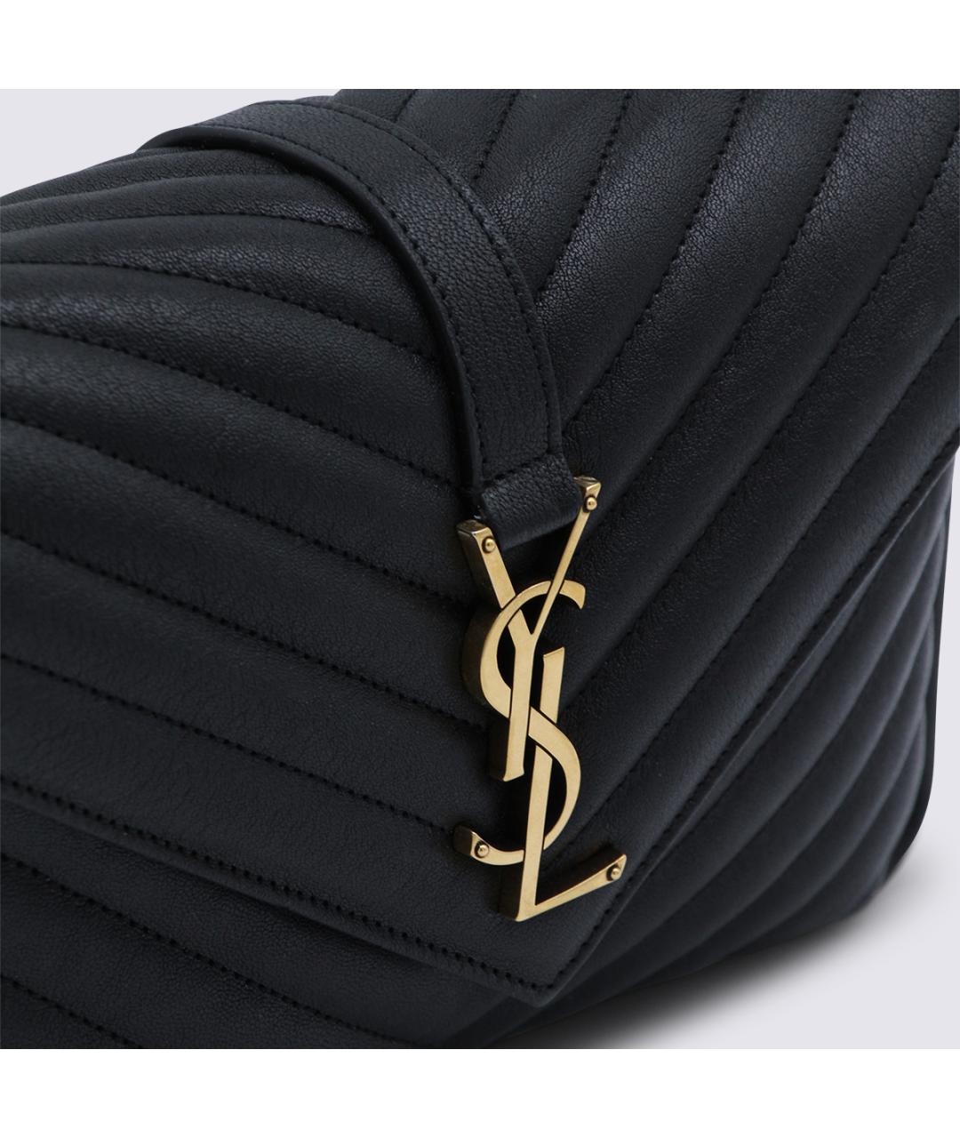 SAINT LAURENT Черная кожаная сумка тоут, фото 3