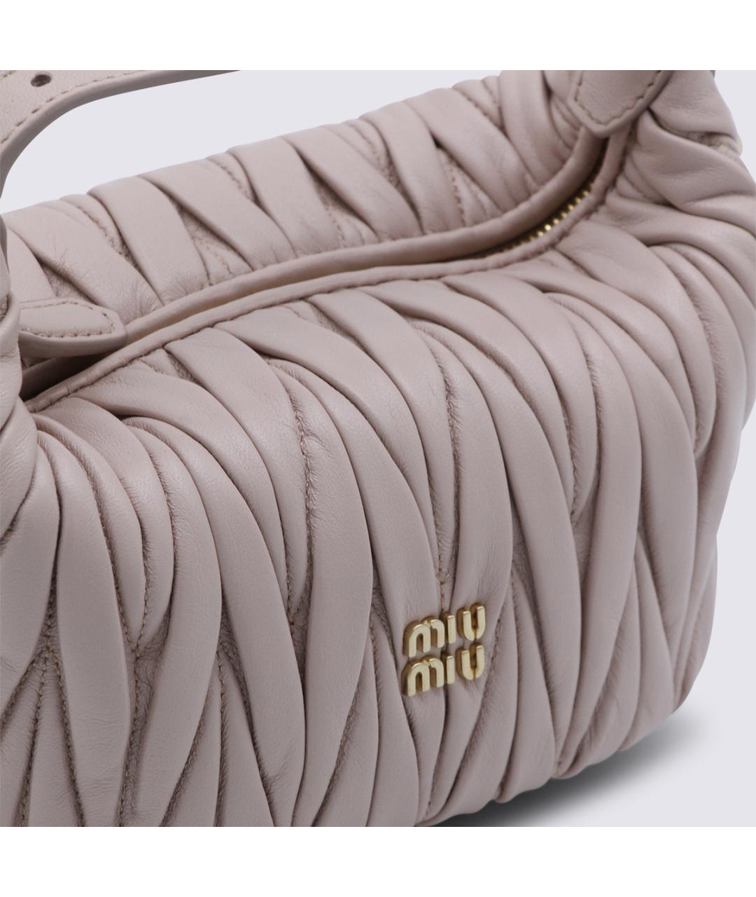 MIU MIU Бежевая кожаная сумка через плечо, фото 4