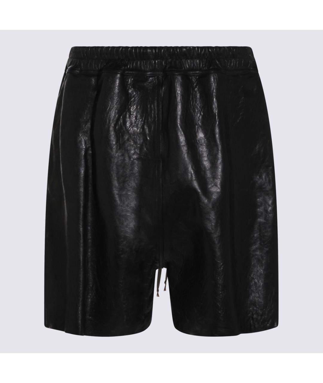 RICK OWENS Черные кожаные шорты, фото 2