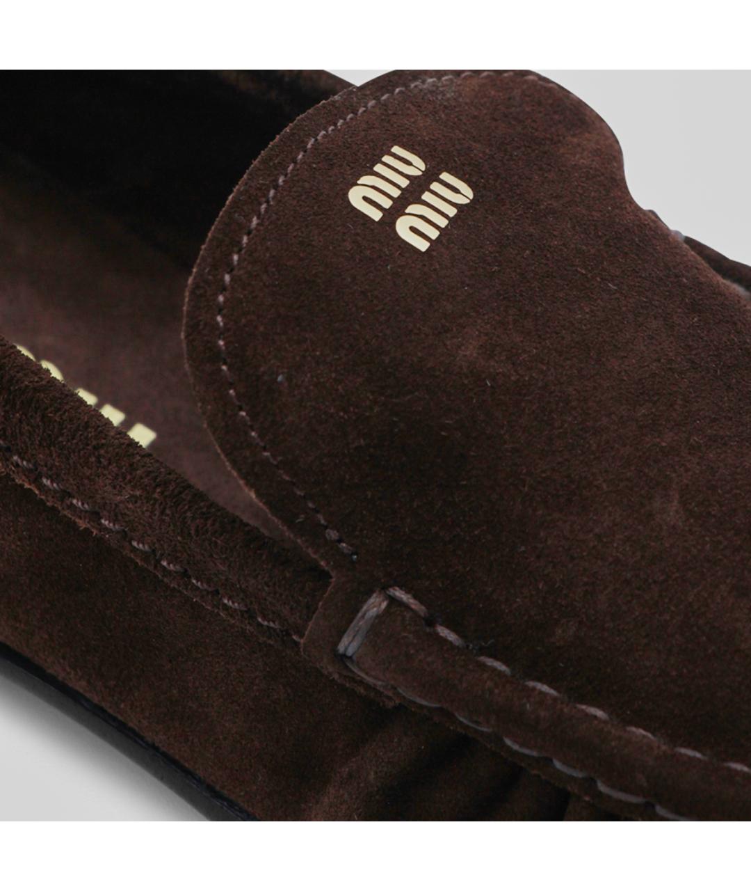 MIU MIU Коричневые замшевые лоферы, фото 4