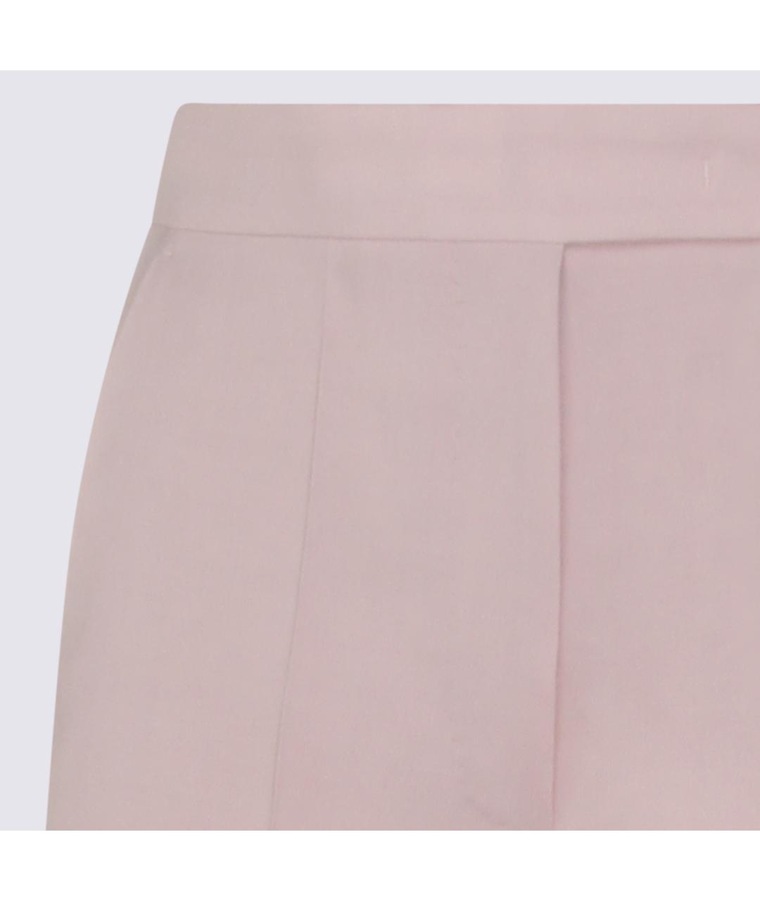 MAX MARA Розовые шерстяные прямые брюки, фото 3