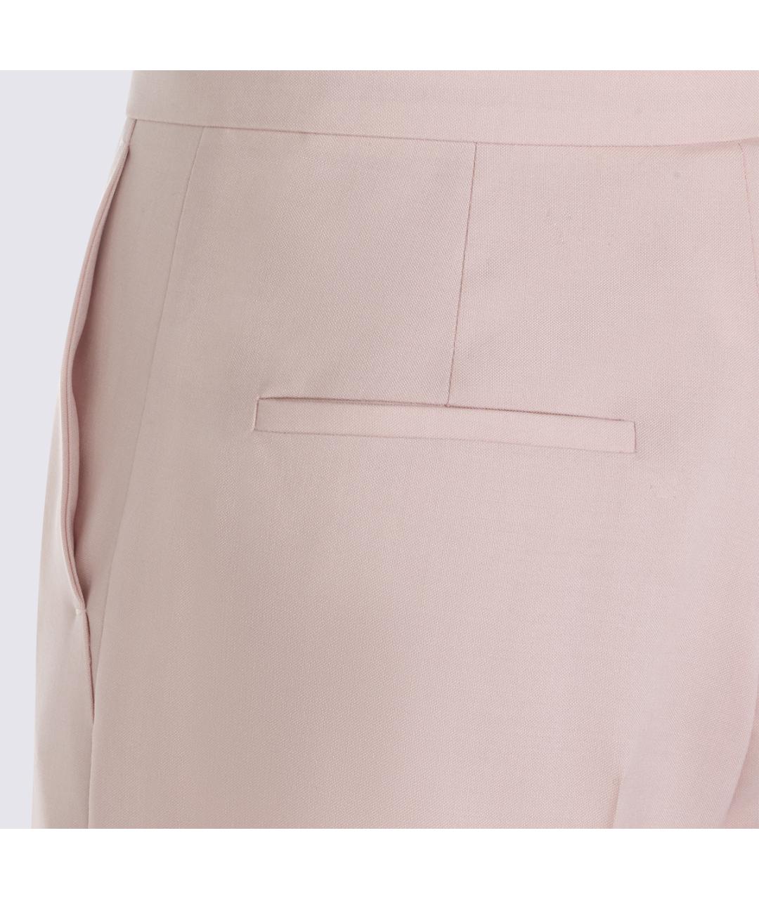 MAX MARA Розовые шерстяные прямые брюки, фото 4