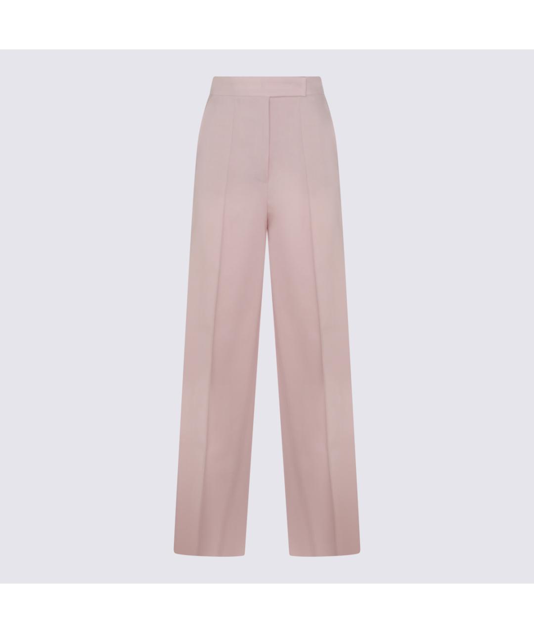 MAX MARA Розовые шерстяные прямые брюки, фото 5