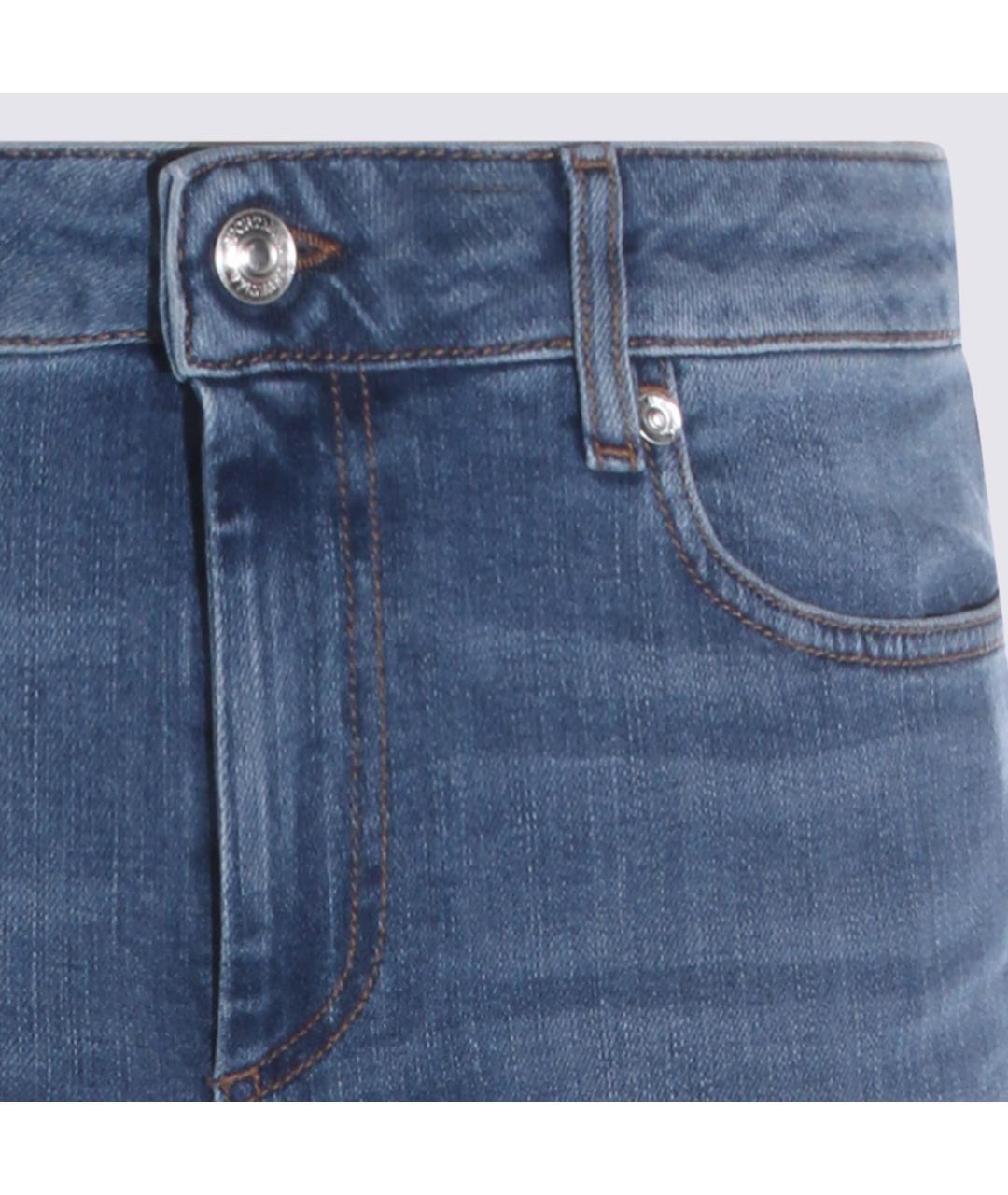 SPORTMAX Синие хлопко-эластановые джинсы слим, фото 3