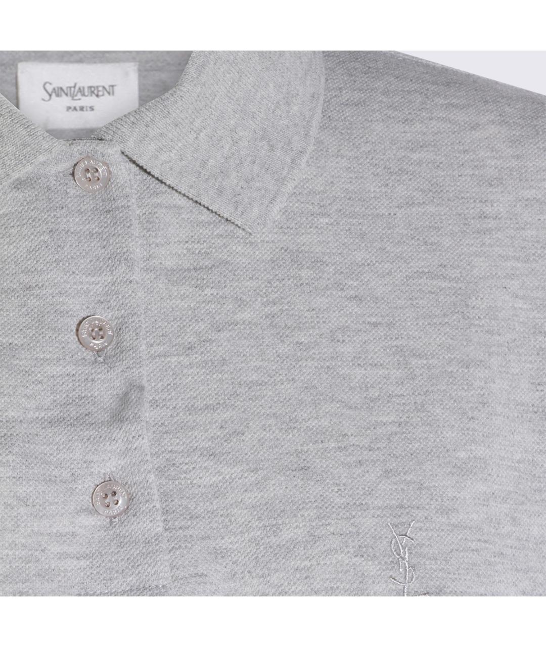 SAINT LAURENT Серая хлопковая футболка, фото 3