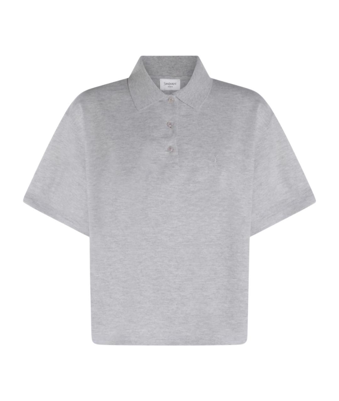 SAINT LAURENT Серая хлопковая футболка, фото 1