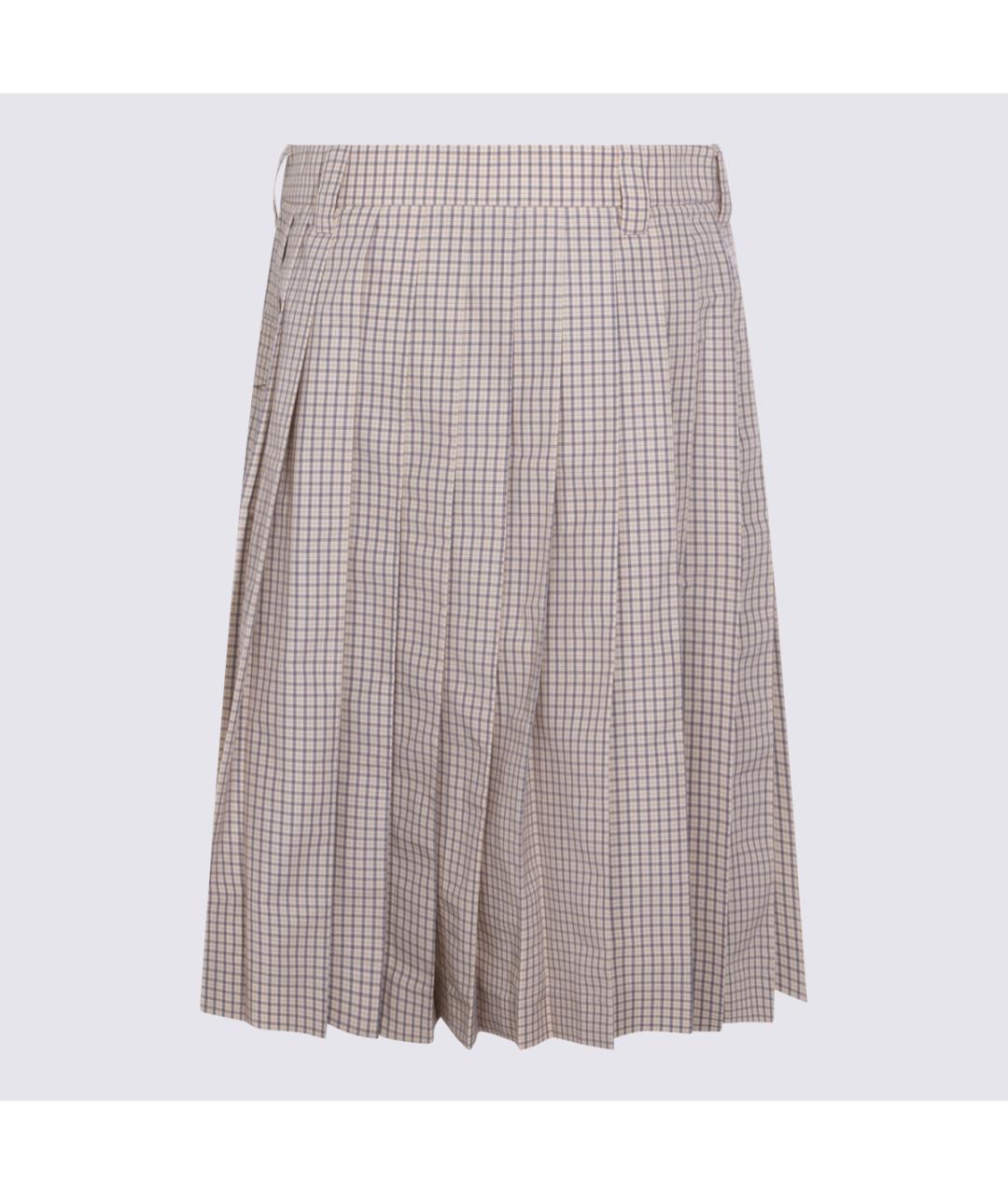 MIU MIU Бежевая хлопко-эластановая юбка миди, фото 2