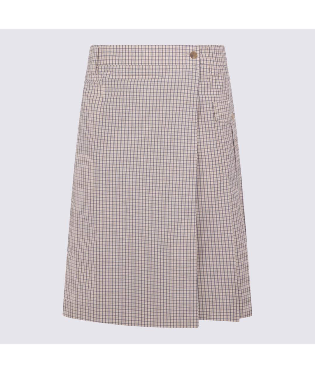 MIU MIU Бежевая хлопко-эластановая юбка миди, фото 4
