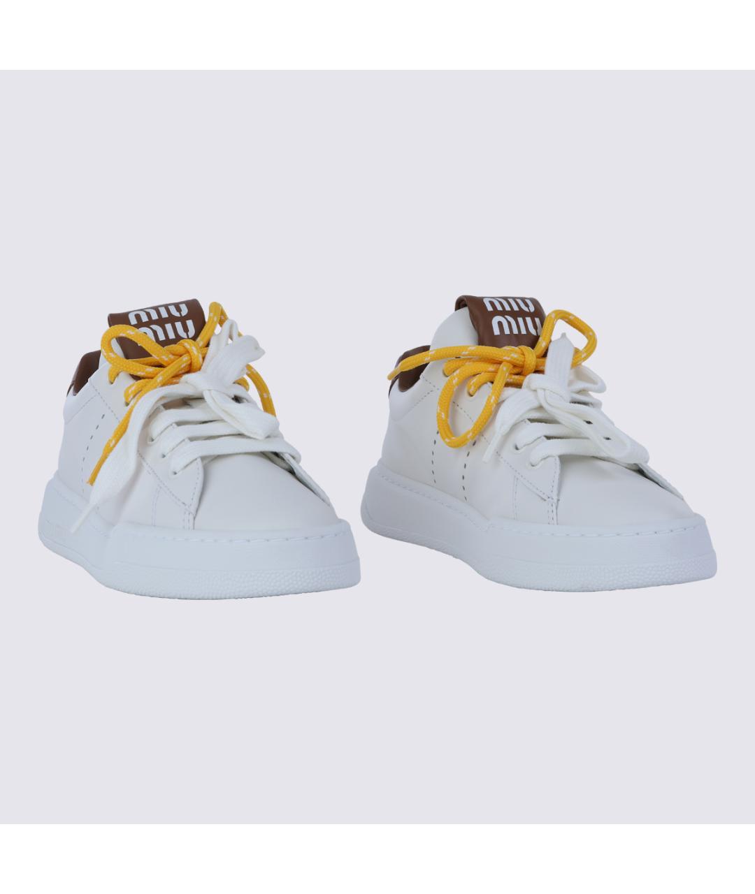 MIU MIU Белые кожаные кеды, фото 2