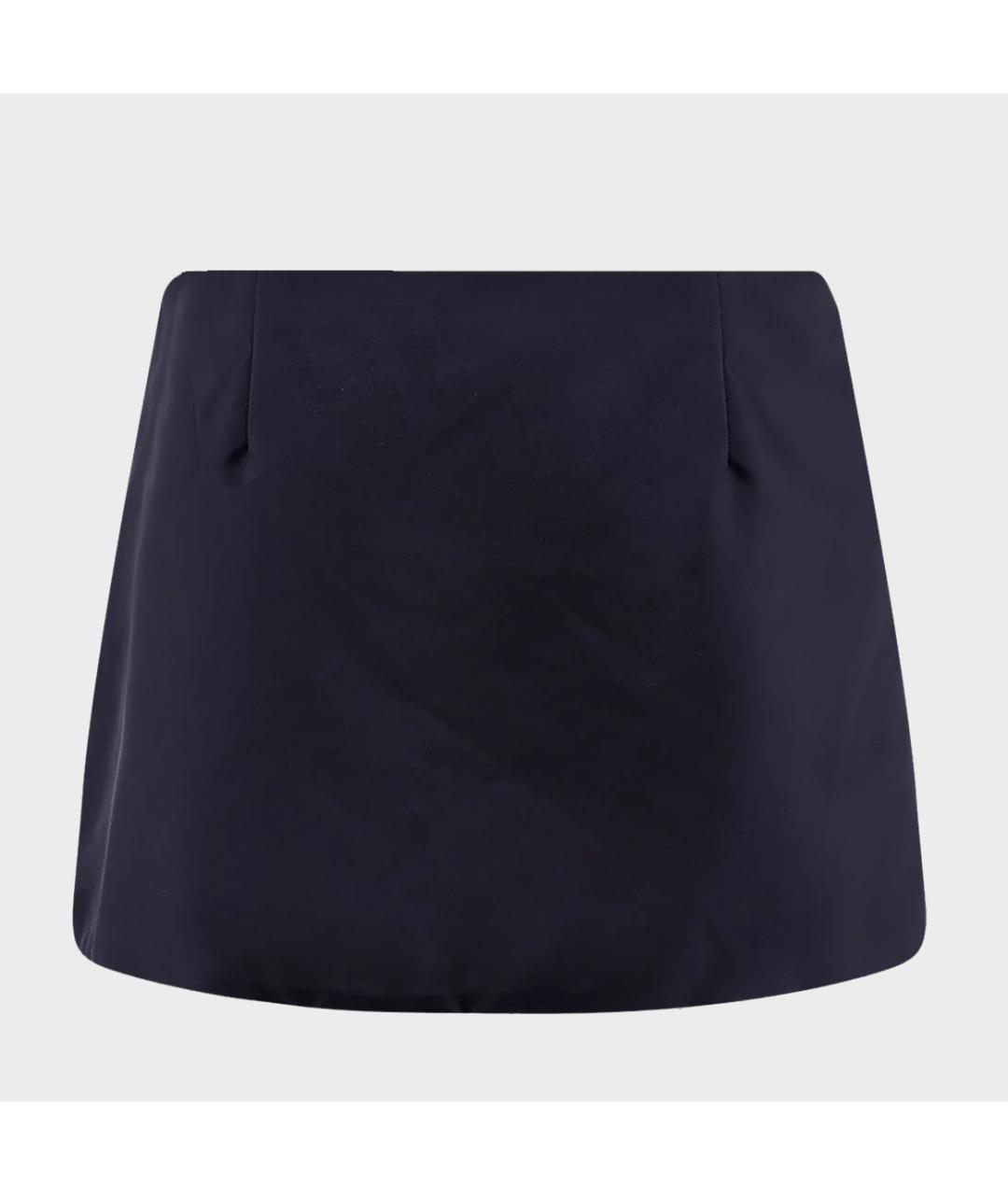 MIU MIU Темно-синяя полиамидовая юбка мини, фото 2
