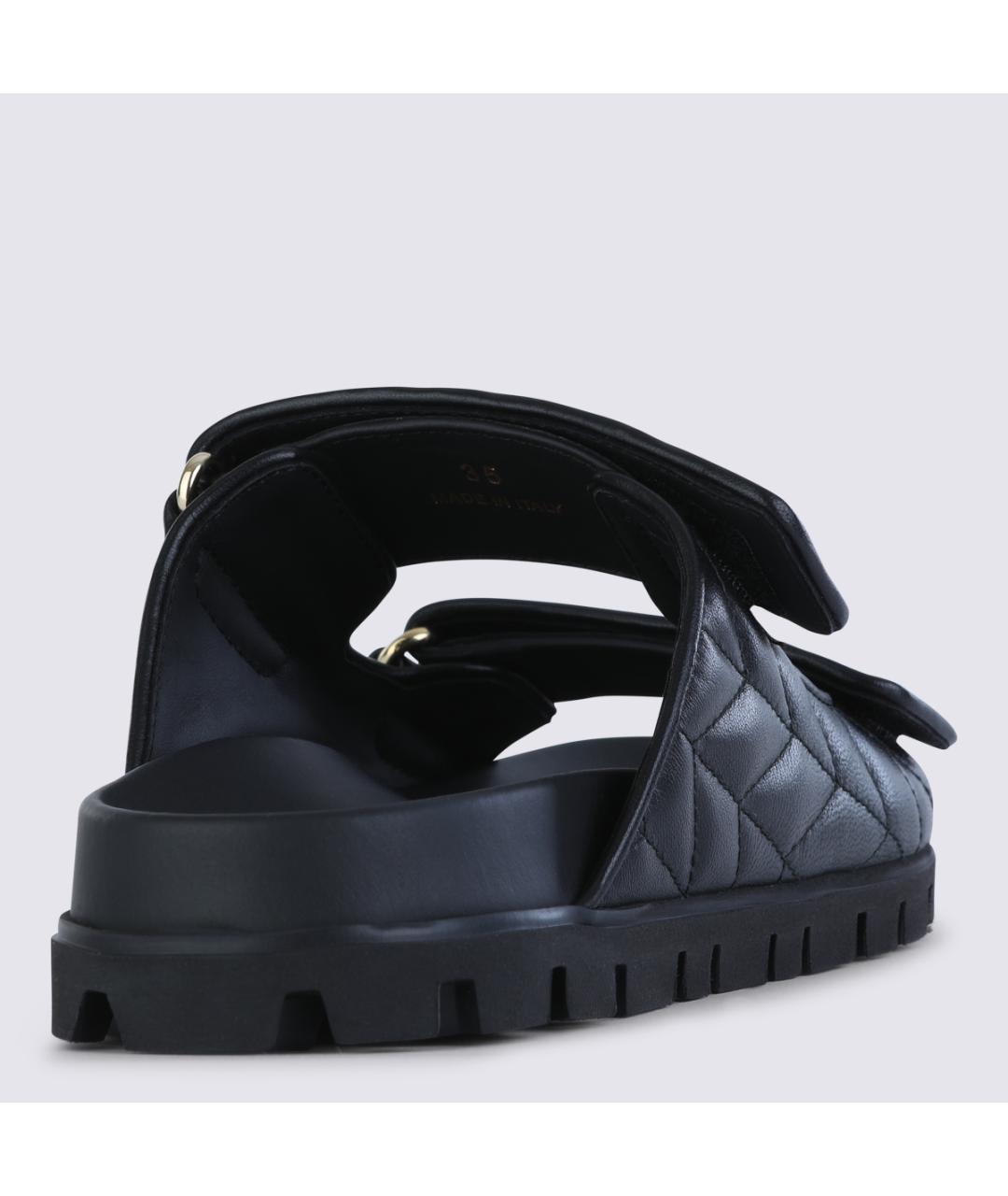 MIU MIU Черные кожаные шлепанцы, фото 3