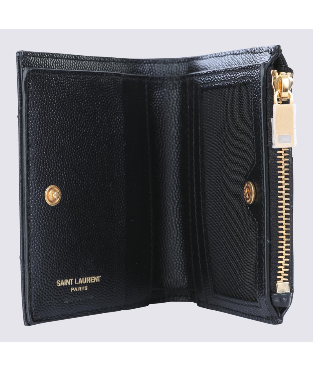 SAINT LAURENT Черный кожаный кошелек, фото 2
