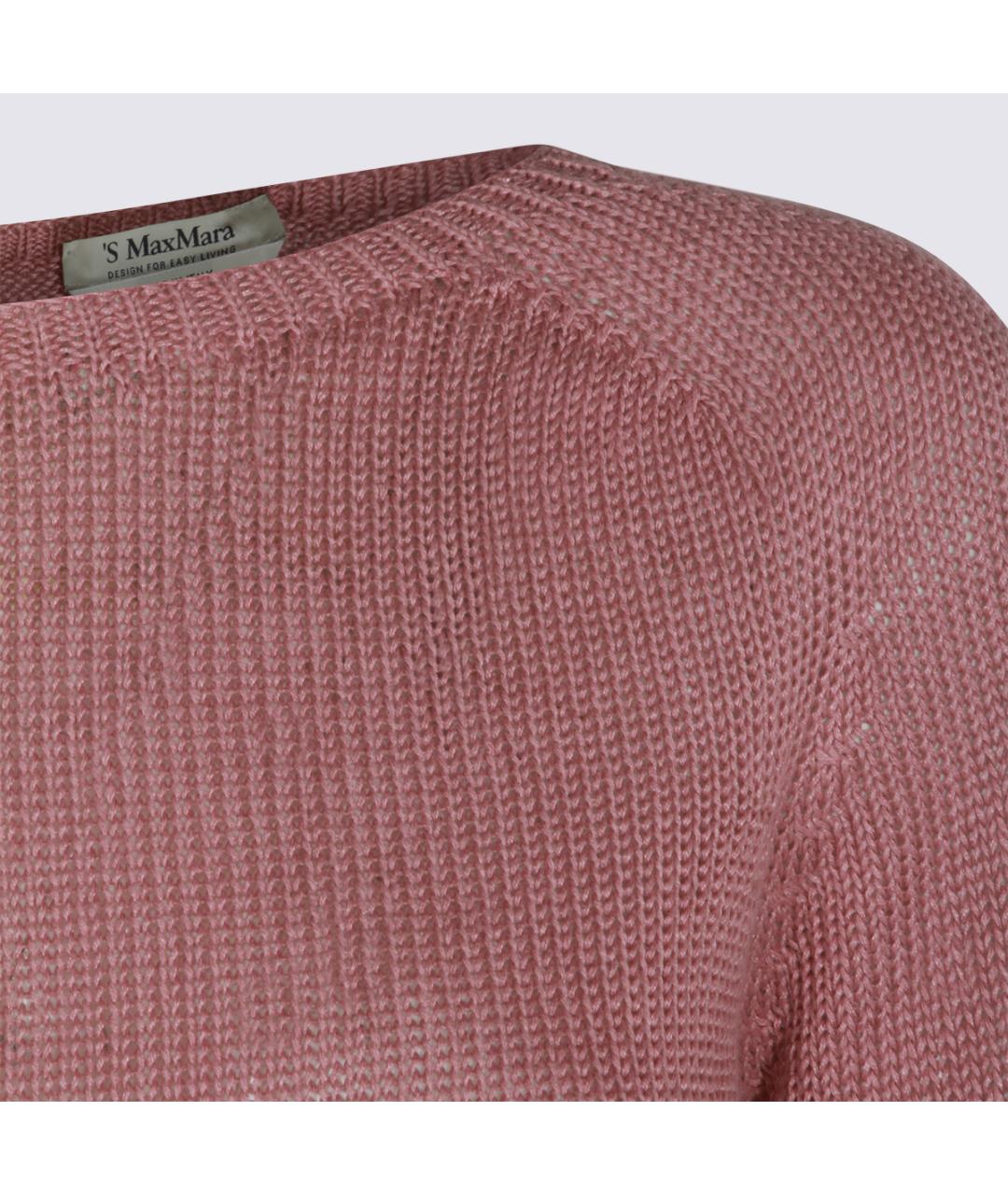 'S MAX MARA Розовый льняной джемпер / свитер, фото 4