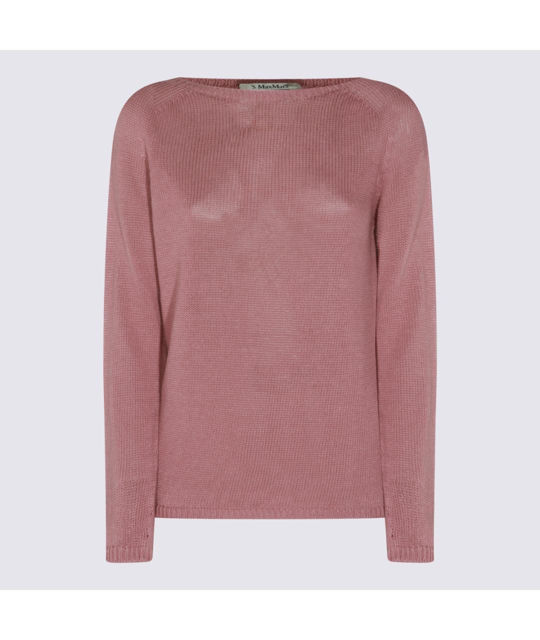 'S MAX MARA Розовый льняной джемпер / свитер, фото 5