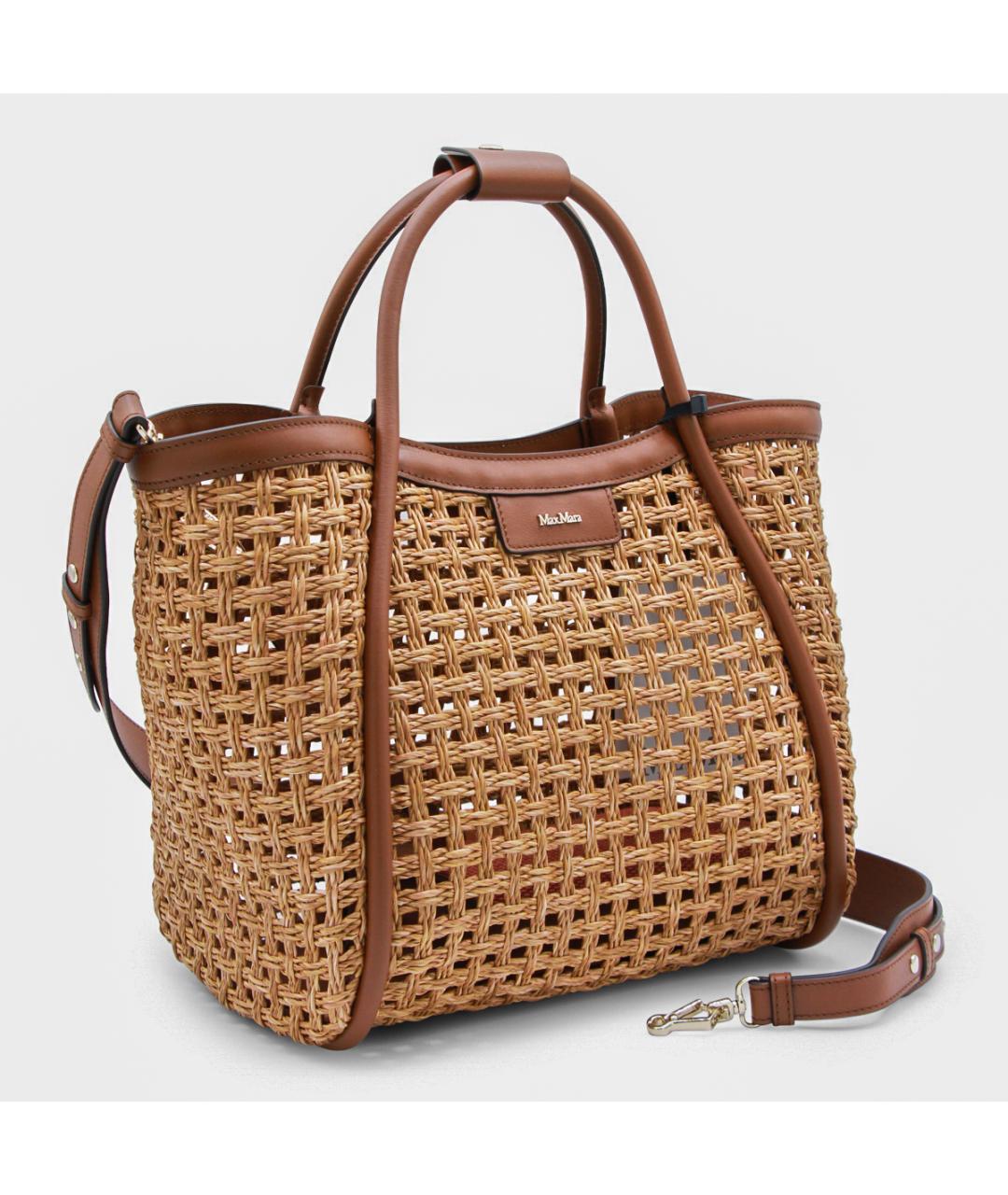 MAX MARA Коричневая пелетеная сумка тоут, фото 2